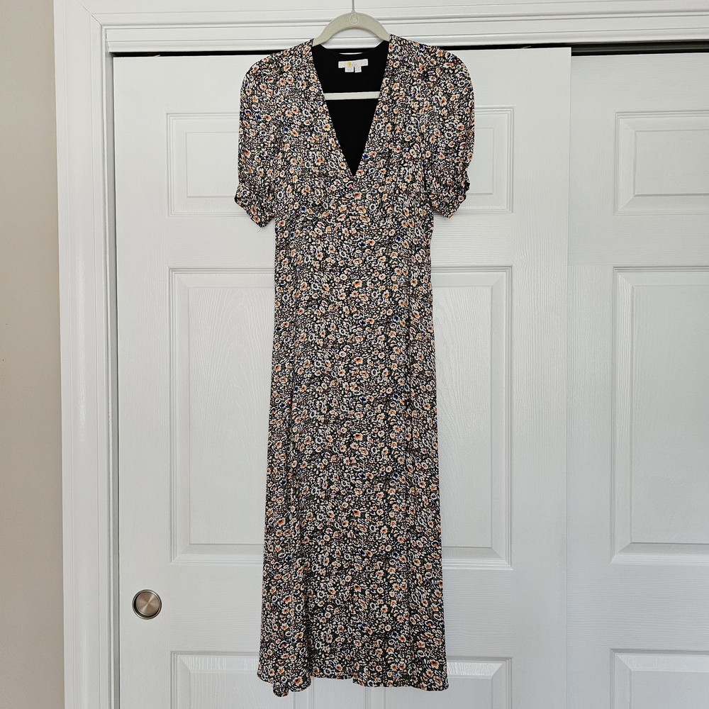 BODEN Black Floral Midi Dress - Picture 1 of 9